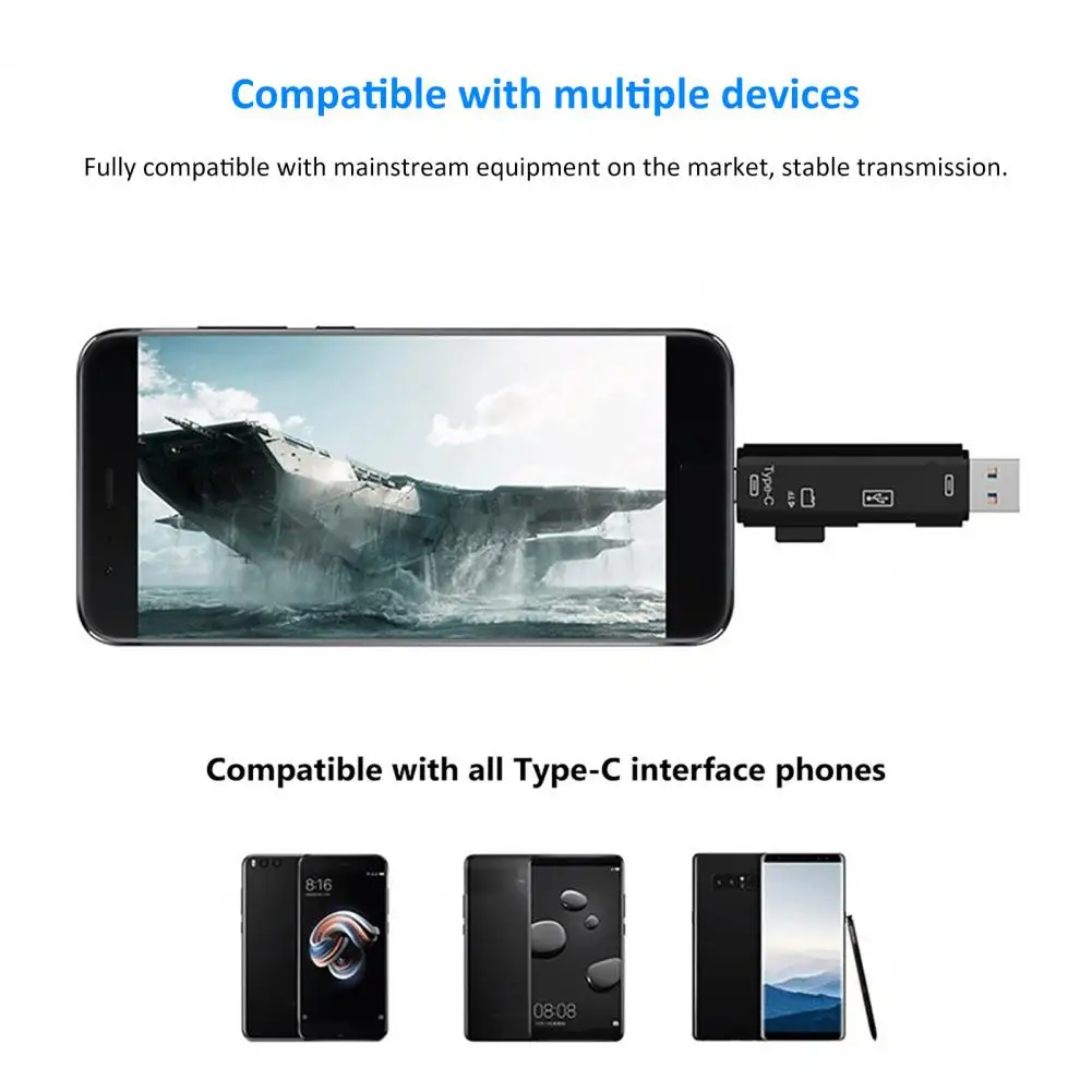 Type C&MicroUSB &USB 5 In 1 High speed Universal OTG TF Card Reader Adapter for Android Phone Computer Extension Headers memory card reader type c otg adapter