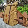 Waxed Canvas Backpack Hiking Camping Rucksack Men Trekking Large Laptop Bag 15 6 inches Vintage Leather Backpack 2