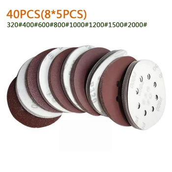 

40pc 125mm 5" Sanding Discs Pads 320-2000 Mix Grit Orbital Sander Sandpaper