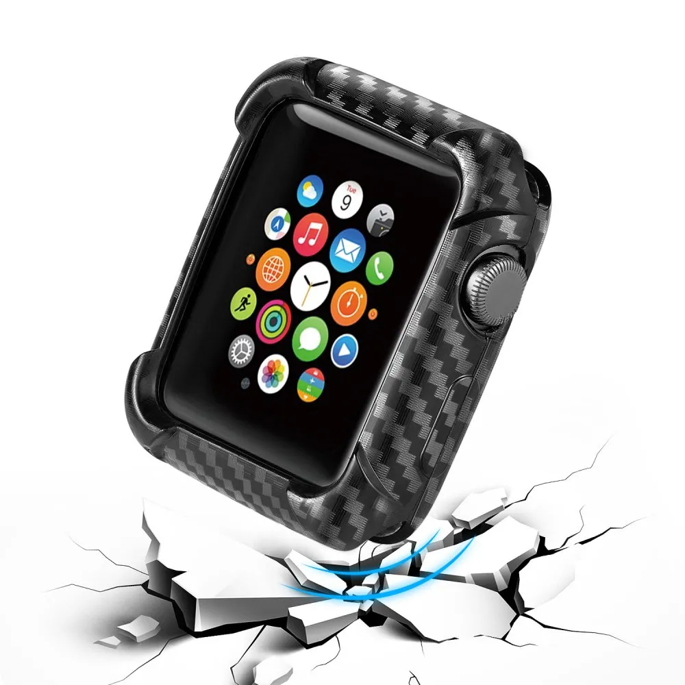 Защитный чехол для Apple Watch, версии 4, 2, 3, ремешок для iwatch, версия 42/44 мм 38/40 мм рама углеродного Защитный чехол Чехлы бампер аксессуары для часов