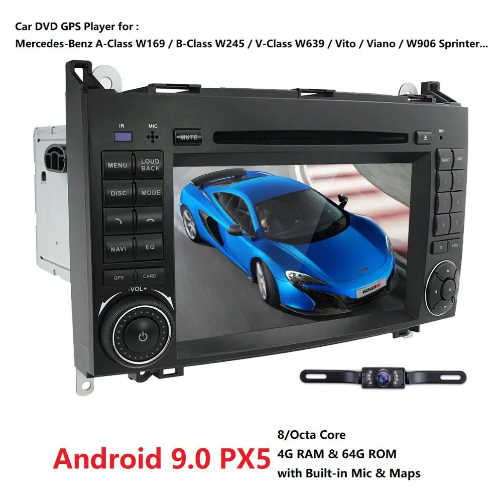 Sale PX5 Android 9.0 8Octa Core 4G RAM 64G ROM GPS Navi 7" Car DVD Multimedia for Benz A W169/B W245/B200/Viano/Vito/W906 with Radio 3