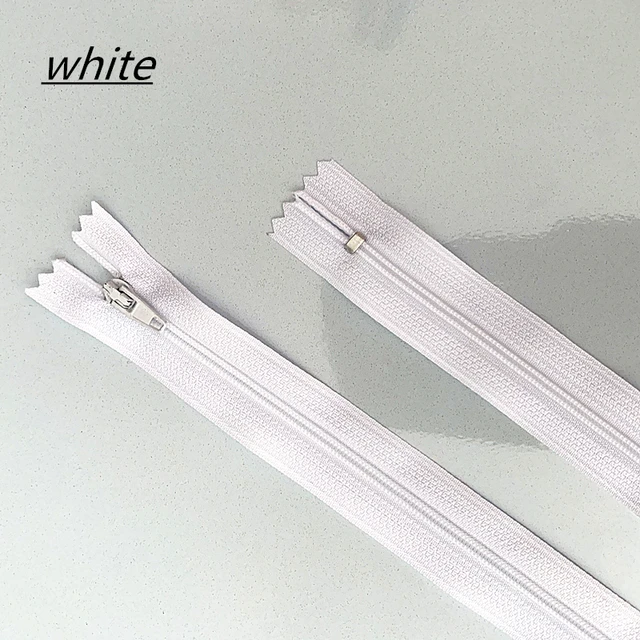 10pcs 10-60cm (4inch-24 Inch) Nylon Coil Zippers Tailor Sewer Craft Crafter's  (20 colors) white