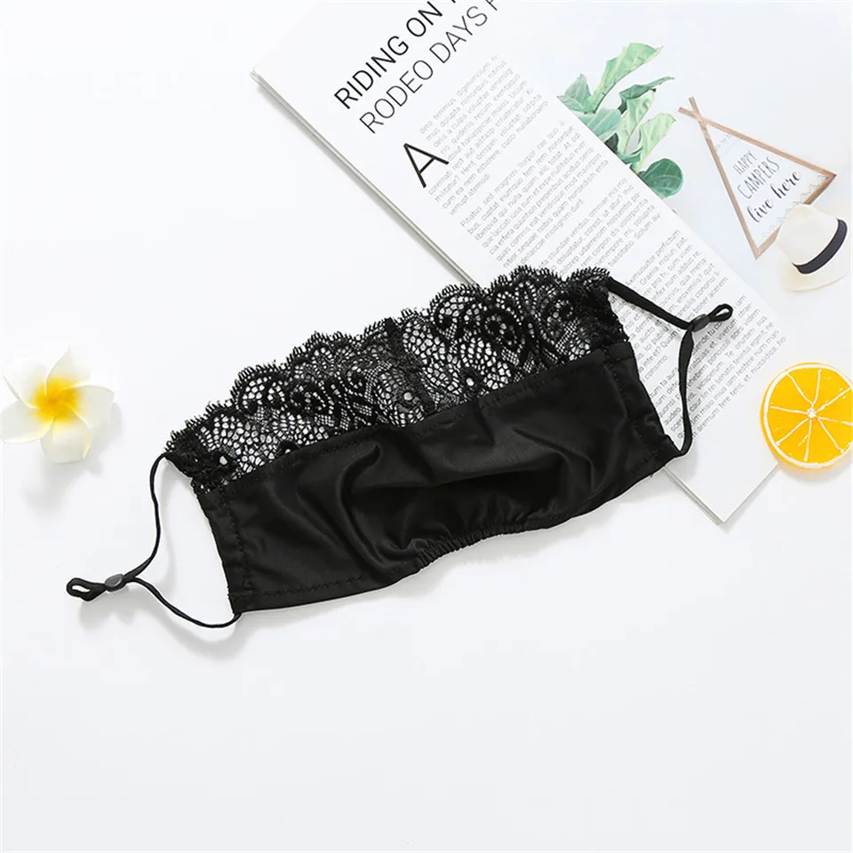 Summer Sun Protection Women Sexy Lace Mask Silk Breathable Mouth Mask Anti Haze Dust Washable Reusable Female Dustproof
