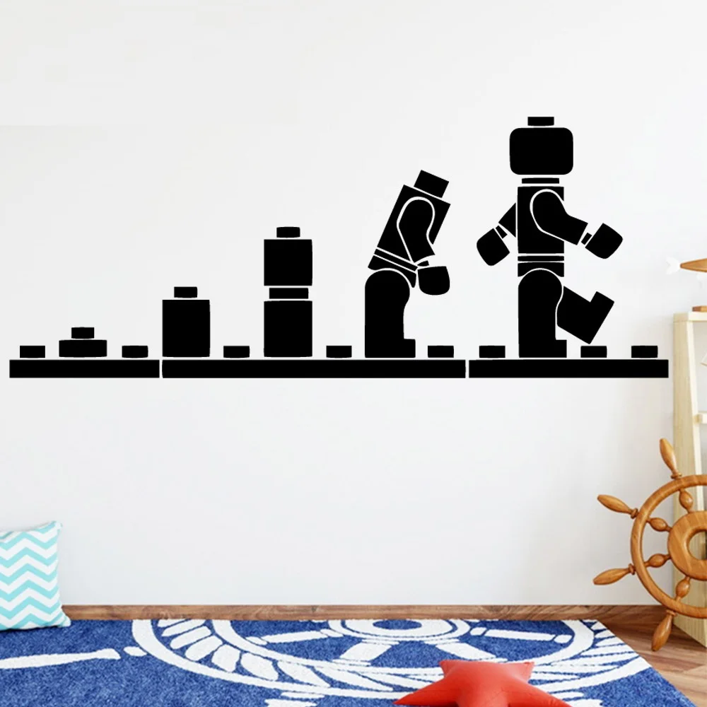 

Fun lego Evolution Robot Pacman Pvc Wall Decals Home Decor For Kids Rooms Wall Stickers Waterproof Wallpaper LW358