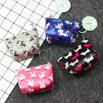 

Cute Cartoon Purses Leathe Animal Printing Coin Purses Women Wallet High Quality Zipper Female Credit Card Holder Bag Key Pouch