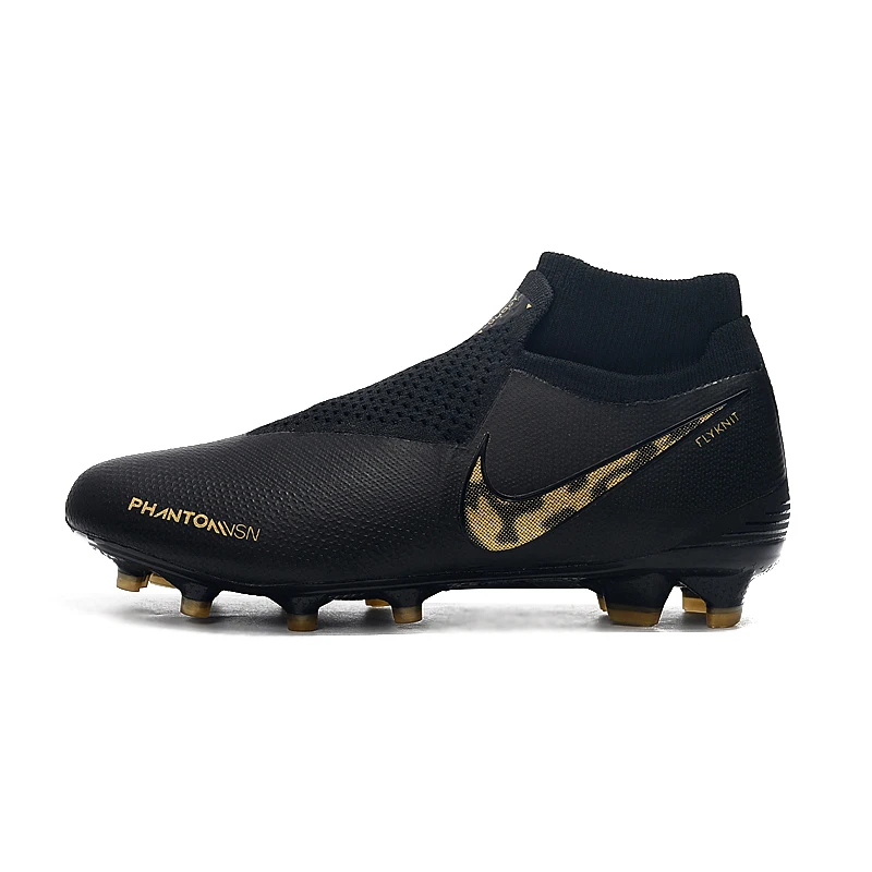 NIKE Dark One Generation Phantom VSN Elite DF FG трикотажные водонепроницаемые мужские футбольные бутсы 39-45 - Цвет: Black and gold