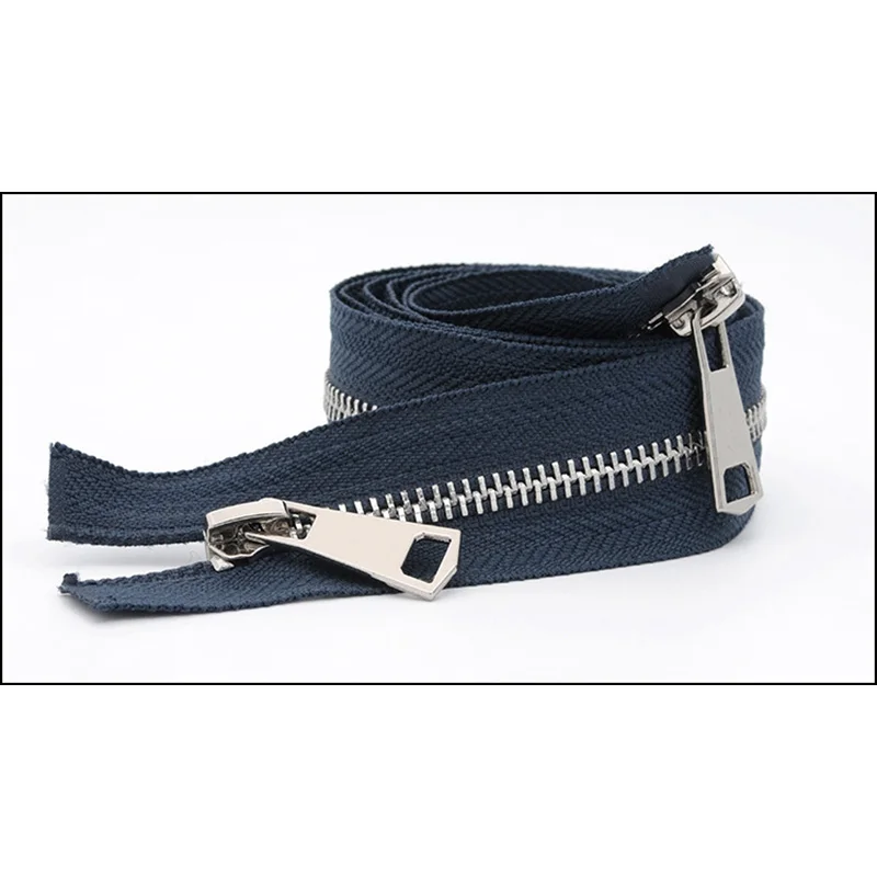 silver-navy blue Meetee 120 см 5# Металлические молнии двойной слайдер открытый конец молнии DIY Швейные Инструменты пуховик пальто одежда портной ремонт аксессуары - Цвет: silver-navy blue