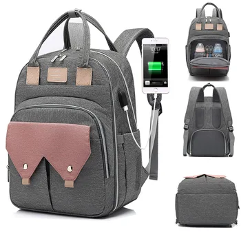 

Baby Diaper Bag USB Charging Baby Care Backpack Large Capacity Mommy Bags Multifunction Waterproof Infant Nappy Dry/wet Backpack