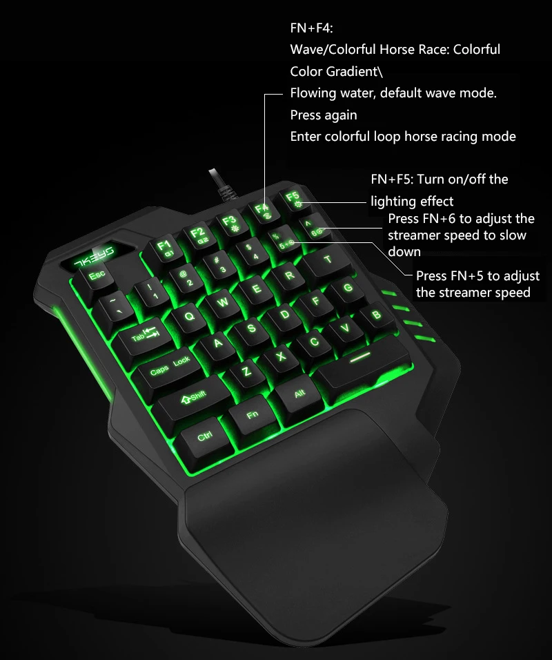 Клавиатура G30 с одной рукой для игр PUBG разноцветная подсветка подсветки не