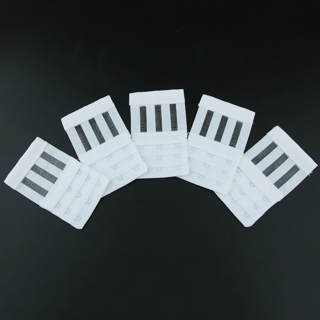 5 Pieces Bra Extenders Womens 3 Hooks 3 Rows Elastic Bra Strap Extension Adjustable Lingerie Belt Buckle Underwear