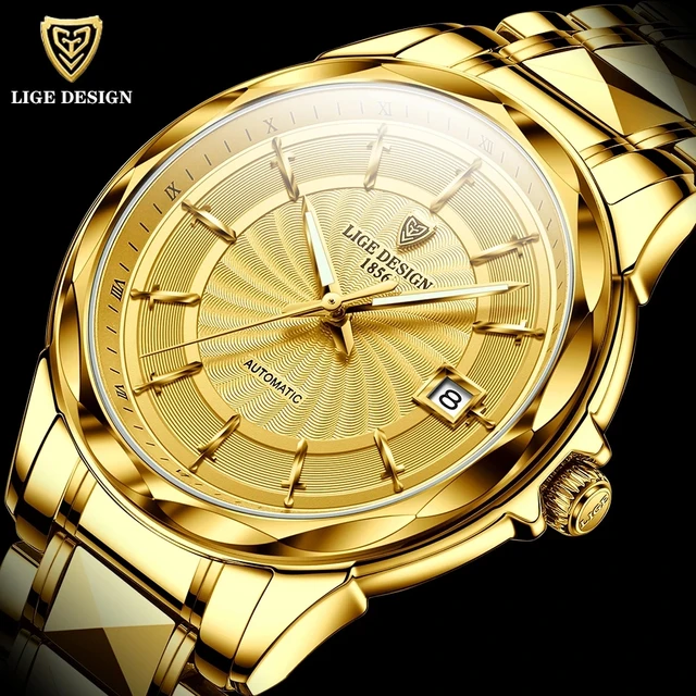 LIGE Men Automatic Mechanical Watches Luxury Brand Business Tungsten Steel Waterproof WristWatch Men Fashion Clock Reloj Hombre 1