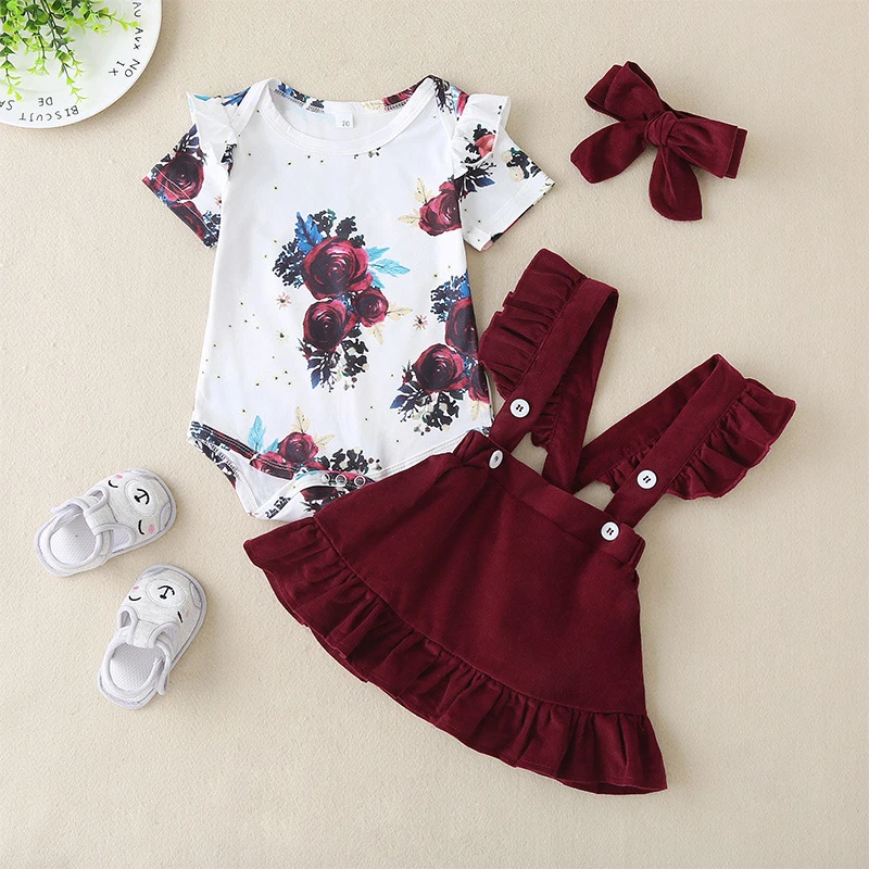 Hot Selling Summer New Style Baby Girl Fashion Short-sleeved Top Romper  Suit Female Baby Sling Skirt Flower Printed Two-piece - Children's Sets -  AliExpress