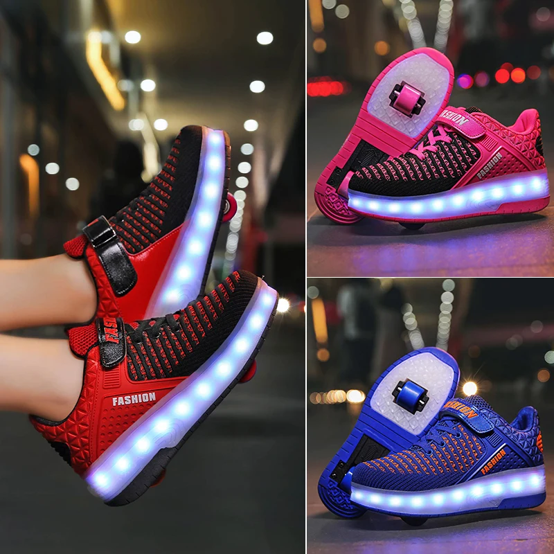 Fashion LED Kids Sneakers Boys Glowing casual Shoes Fiber Optic