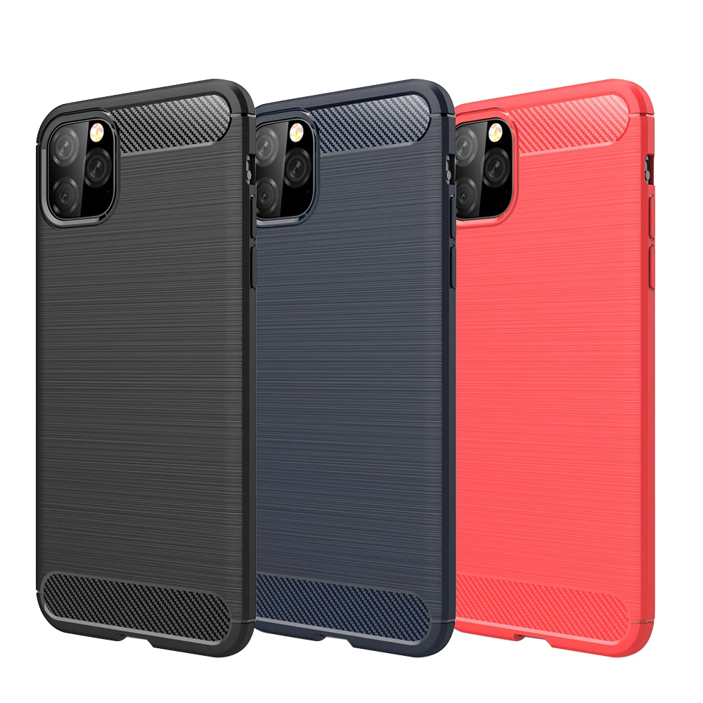 500 шт. силикон из углеродного волокна Чехлы для Apple iPhone 11 Pro XS Max XR X 8 Plus 7 6 6S SE 5s чехол для телефона против отпечатков пальцев