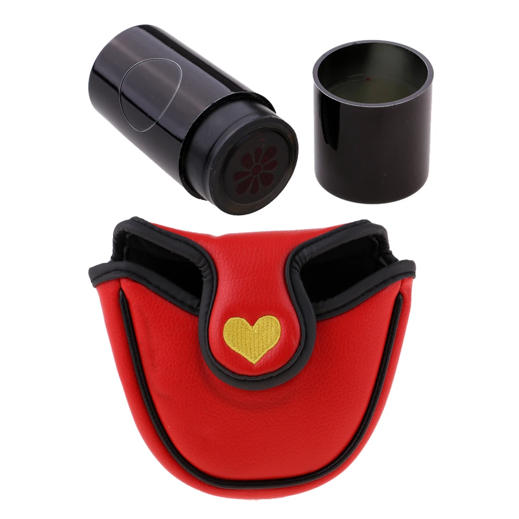 13x12 cm PU Leather Mallet Putter Headcover Center Putters Covers with One Complimentary Ball Stamp Stamper