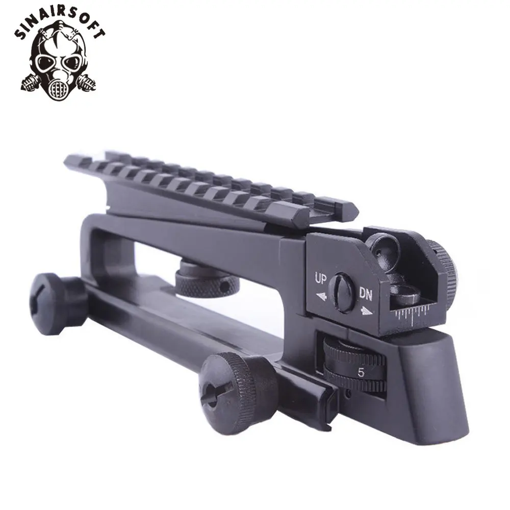 

SINAIRSOFT AR15 Metal Detachable Black Carry Handle Dual Apertures A2 Rear Sight and Picatinny Rail Combo Mount M4 M16 Hunting