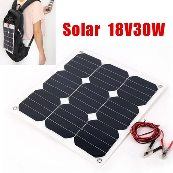 

Cewaal High Efficiency 18V 30W Flexible Monocrystalline Silicon Solar Panel Cell IP67 Waterproof Solar Charger