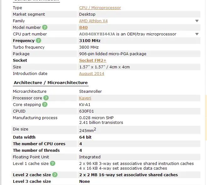 AMD Athlon X4 840 3,1 ГГц четырехъядерный процессор AD840XYBI44JA 65 Вт Разъем FM2