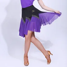 Юбка для латинских танцев женская комбинированная сетчатая юбка для тренировок Женская Одежда для танцев Танго Сальса ча Румба Одежда для танцев DNV11916