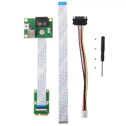 Mini PCIE к PCI-E Express X1 + USB Riser Card с FFC кабелем высокоскоростной DIY 90 градусов слот