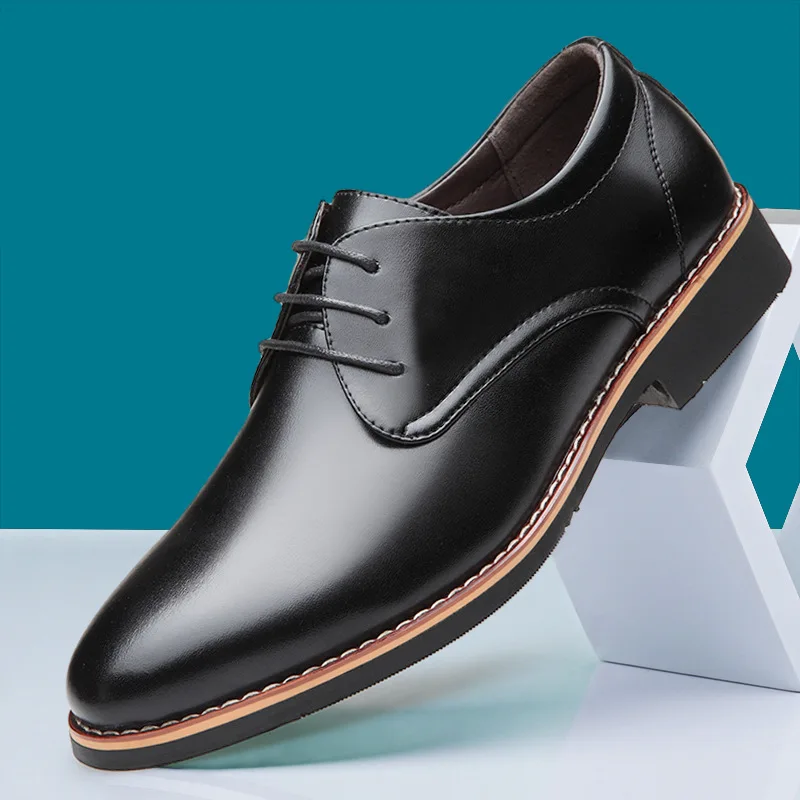 

New Black Brown Fashion Men Casual Pointed Top Formal Business Male Wedding Dress Flats Oxfords Men Leather Shoes 559