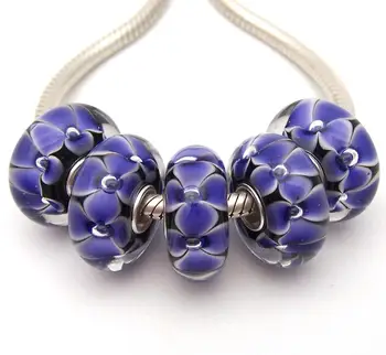 

JGWG855 5X 100% Authenticity S925 Sterling Silver Beads Murano Glass beads Fit European Charms Bracelet diy jewelry Lampwork