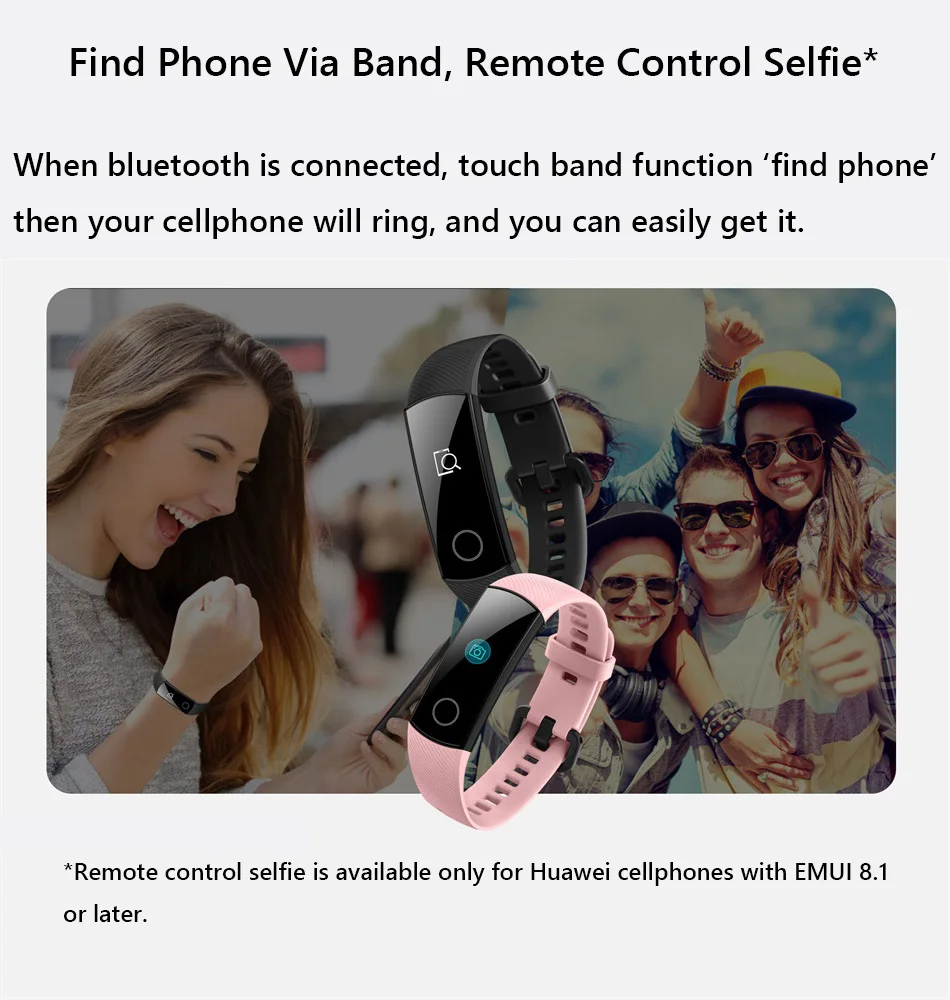 Honor Band 4 умный Браслет 50 м Водонепроницаемый фитнес-трекер сенсорный экран для сердечного ритма монитор дисплей для xiaomi 4 mi