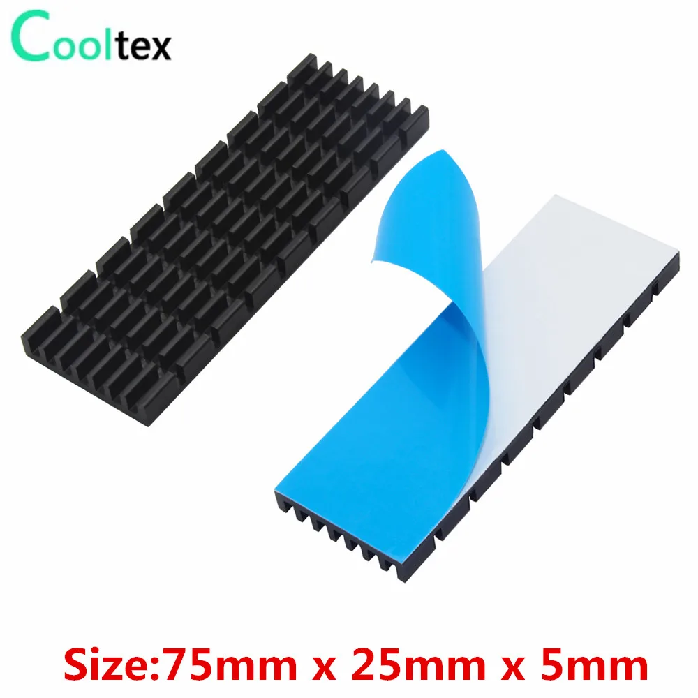 

10pcs 75x25x5mm Aluminum Heatsink Heat sink Radiator for Electronic Chip Cooling With Thermal Conductive Tape