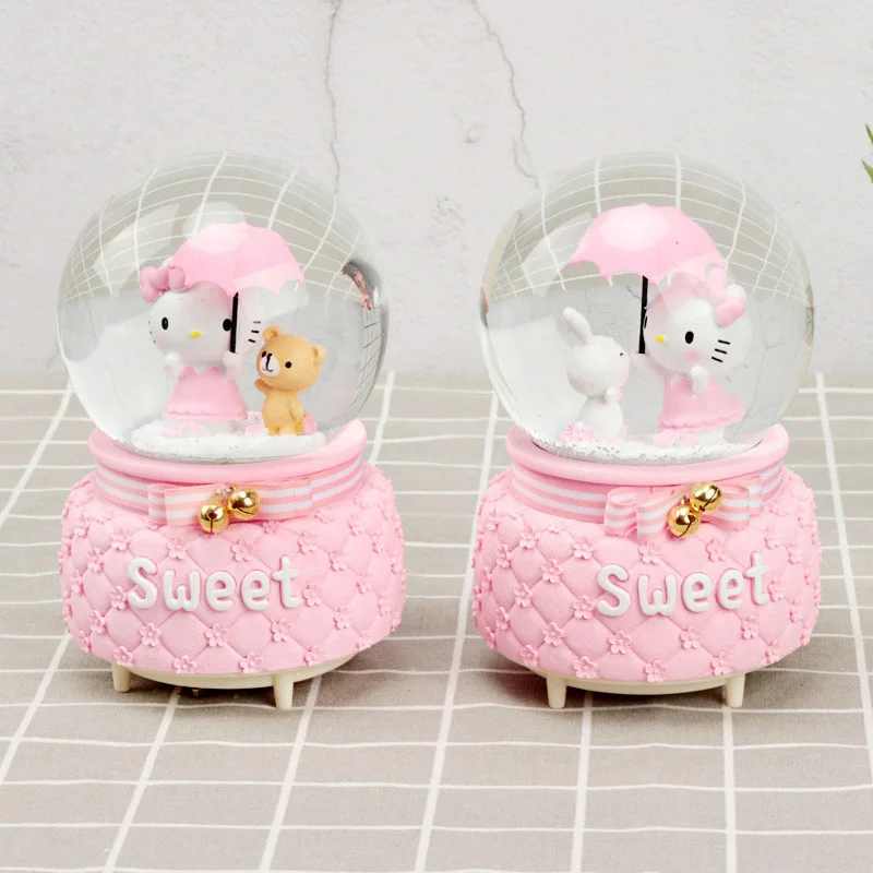 

Creative Cat Kitty Snow Globe Crystal Ball Rotating Music Box Christmas Decoration For Home Home Decoration Accssories
