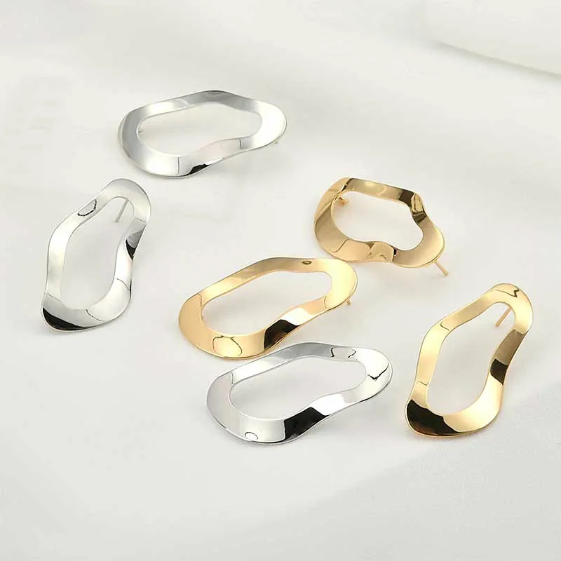 

Серьги ручной работы с медным покрытием овальные золотистые/Серебристые серьги аксессуары