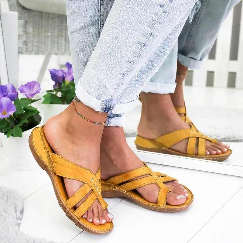 

Vintage Breathable Sandals Women Comfy Slippers Women Summer 2019 Roman Sandals Platform Wedge Ladies Slippers