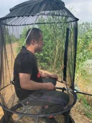 install on the waist Открытый регулируемый рыбы москитную сетку дышащие подвижный Портативный палатка рыболова рисунок рыбы москитная сетка рыбы инструменты рыболовные принадлежности - Цвет: install on the waist
