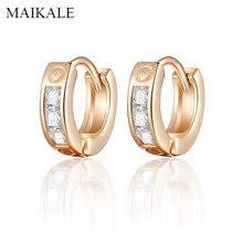 MAIKALE, классические маленькие серьги-гвоздики из циркония для женщин, золотые, серебряные, круглые серьги-клипсы, вечерние ювелирные изделия, фирменный дизайн, подарок