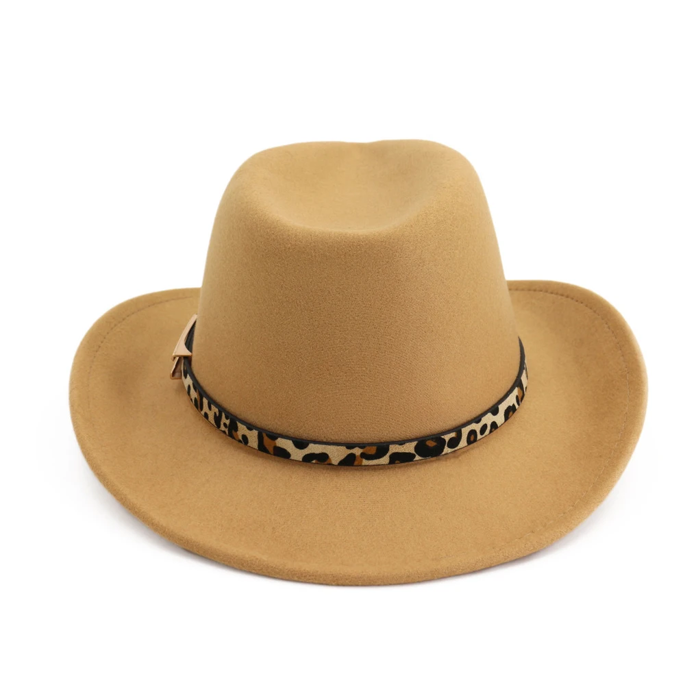 Fashion Men Women Wool Western Cowboy Hat With Belt Wide Brim Jazz Hat Sombrero Hombre Hat Church Hat