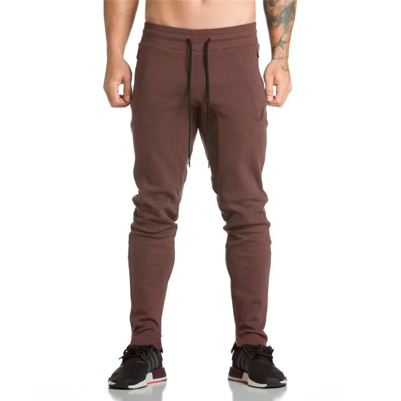 Уличная одежда, Мужская брендовая спортивная одежда, мужские спортивные штаны для фитнеса, бодибилдинга, бега, мужские повседневные Хлопковые Штаны - Цвет: brown