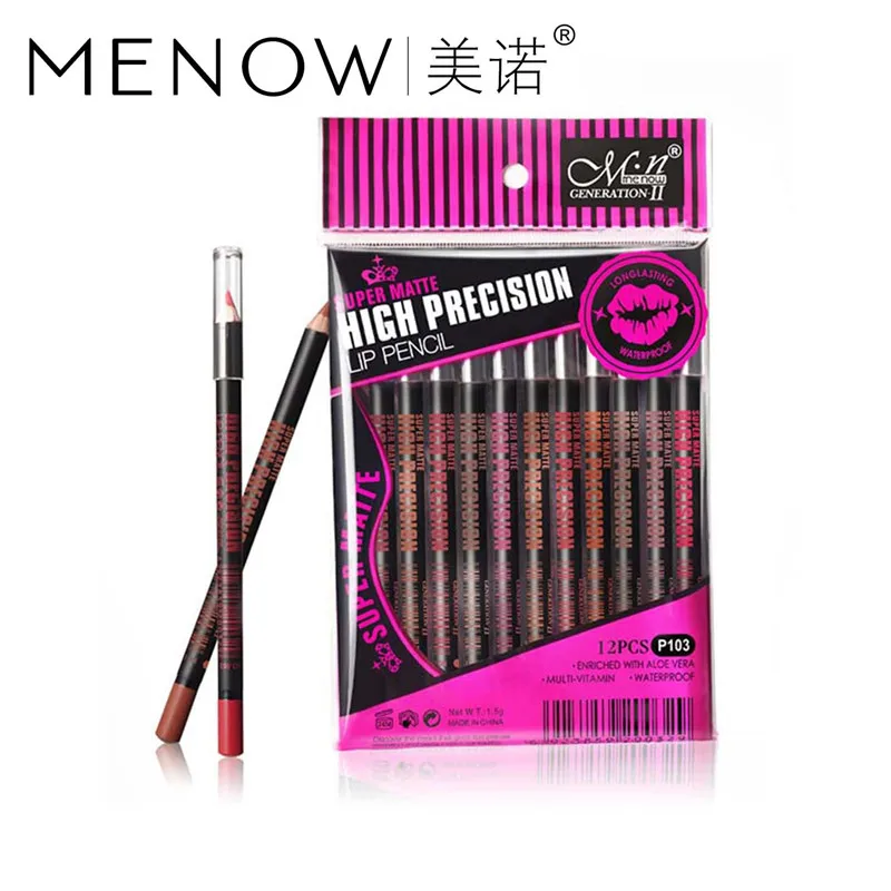 1 SET 12 шт./компл. Mr n Menow Супер Матовый Высокоточный карандаш для губ 12 цветов Lipliner прочный водонепроницаемый макияж красота P103 4 заказ - Цвет: 1 SET
