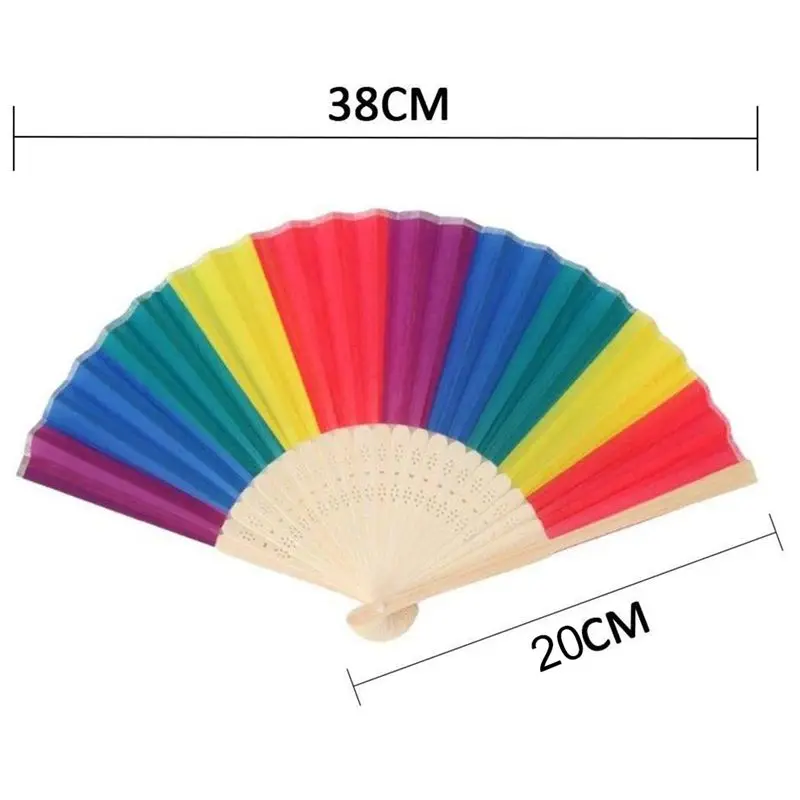

3PCS Silk Folding Hand Fan, Vintage Style Rainbow Design Bamboo Hand Held Fans for Birthday, Graduation, Holiday, Wedding Home O