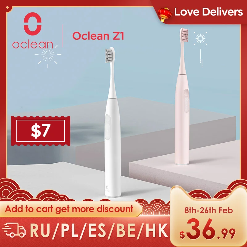 Oclean – brosse à dents électrique sonique Z1 avec 3 Modes de brossage, charge rapide USB, intelligente, pour le nettoyage des dents buccales des adultes