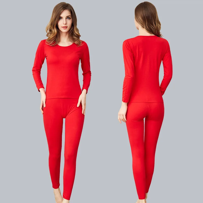 Elastic cotton ladies autumn clothes long pants suit Solid color thermal underwear, can not afford the ball does not shrink
