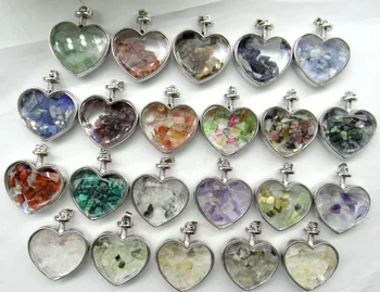 

Natural stone tiger eye Quartz crystal Turquoises irregular gravel stone & glass pendant for diy Jewelry making necklace10pcs