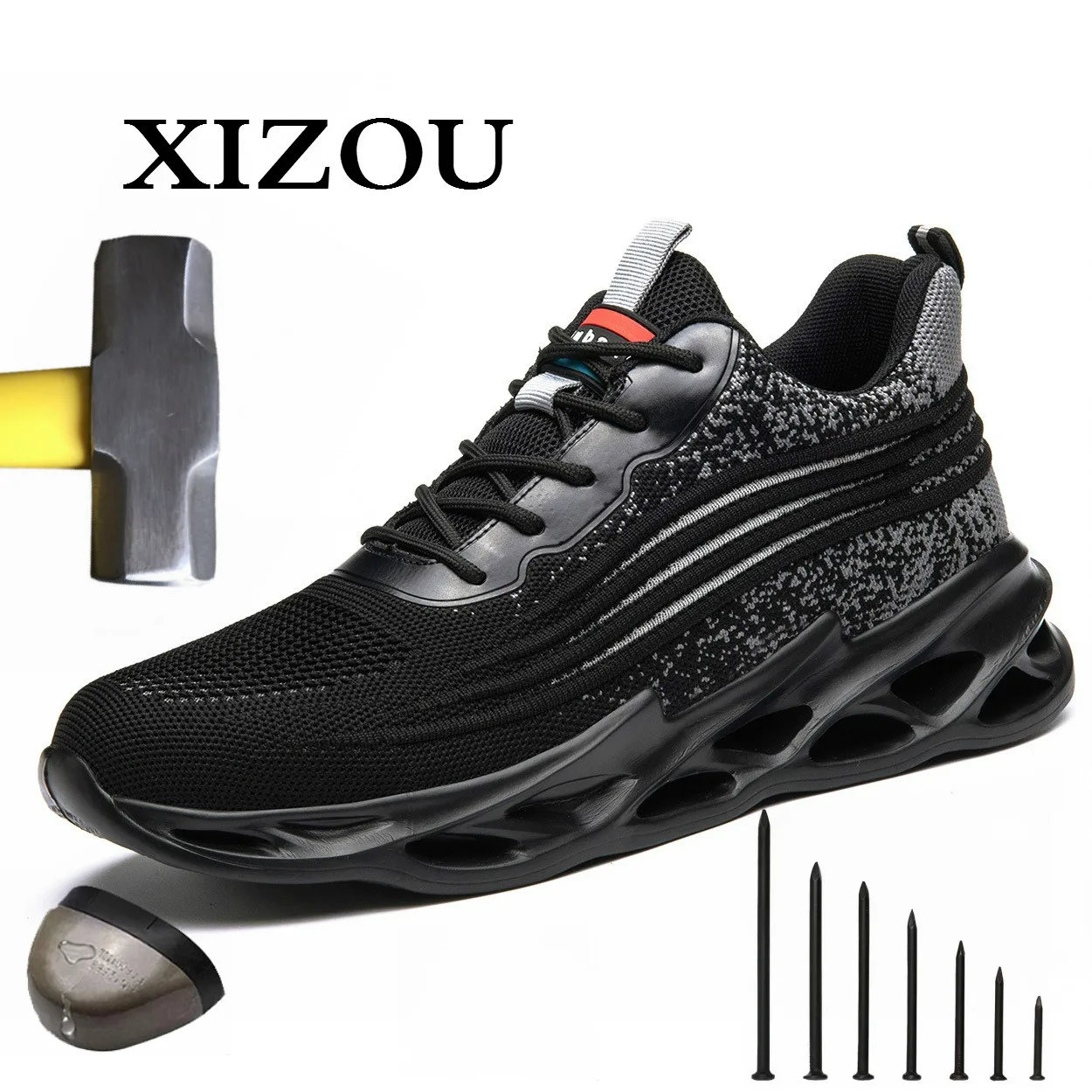 XIZOU-zapatos de seguridad para hombre, botas de trabajo transpirables para exteriores, cómodas, antideslizantes, nuevo diseño, informales, a prueba de perforaciones, desodorante, talla 48