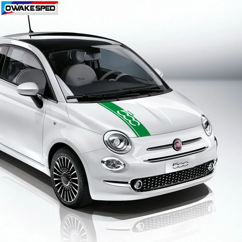 Car Hood Bonnet Sport Sticker For-Fiat 500 Auto Engine Cover Stripes Auto Body Decor Vinyl Decals Exterior Accessories (5)