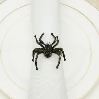 

4Pcs Halloween Spider Napkin Rings (Two Black Drill, Two Red Drill)