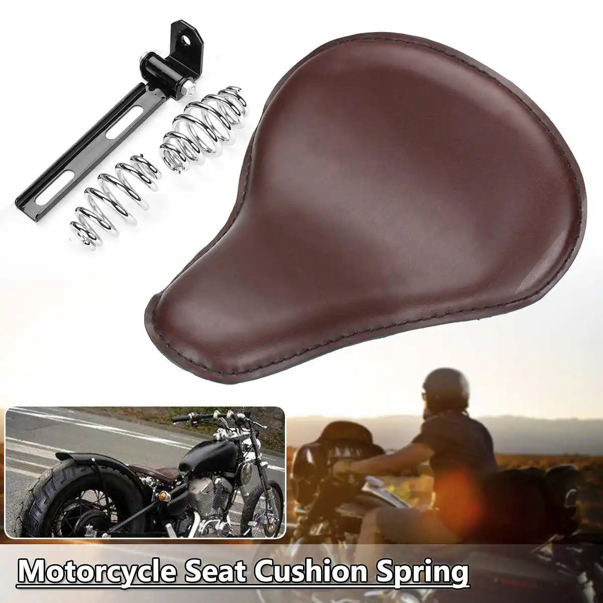 Solo Seat Cushion With Springs Bracket Mounting For Harley Chopper Bobber Custom
