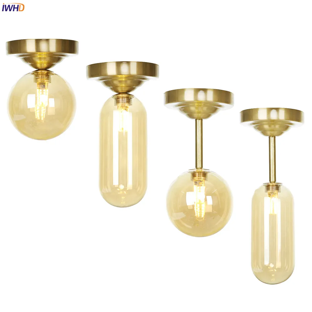 IWHD Copper Little Glass Ball Ceiling Lights Living Room Kitchen Plafonnier LED Nordic Style Lamps Lamparas De Techo | Освещение