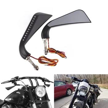 Price Motorcycle Axe Sequential LED Side Mirrors For Harley Sportster Softail Dyna Electra Glide 5/16