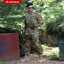 2 adet erkek askeri üniforma Jungle alman kamuflaj savaş Airsoft taktik ceket pantolon giyim seti ACU CP ordu takım elbise toptan