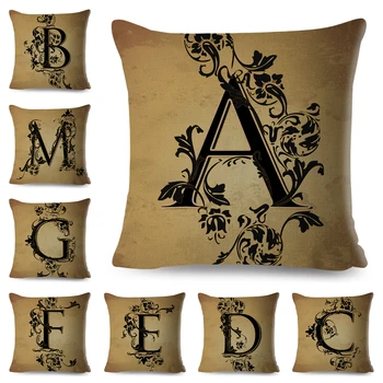 

Vintage Pattern Letter Pillowcase Decor Retro Geometric Alphabet Printed Pillow Case for Home Car Sofa Linen Cushion Cover 45x45
