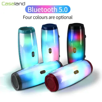 

Portable Led Flash Bluetooth Speaker 10W Stereo Column Subwoofer Wireless Outdoor Waterproof Speaker support TF Card U-disk