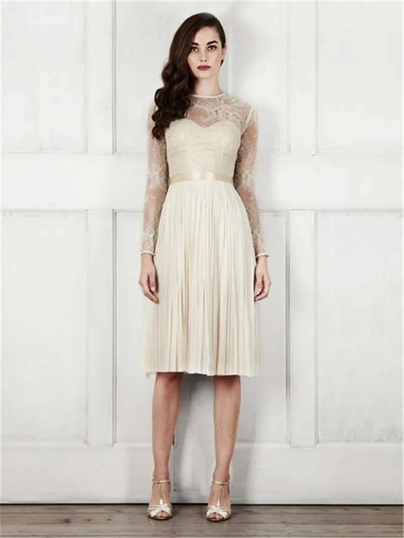 MANSA; robe de Mariage короткие платья для невест сексуальное кружевное платье А-силуэта с длинный рукав Модное Vestido De Novia платья для матери невесты